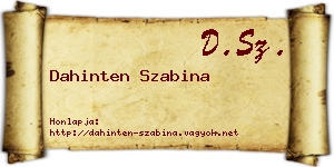 Dahinten Szabina névjegykártya
